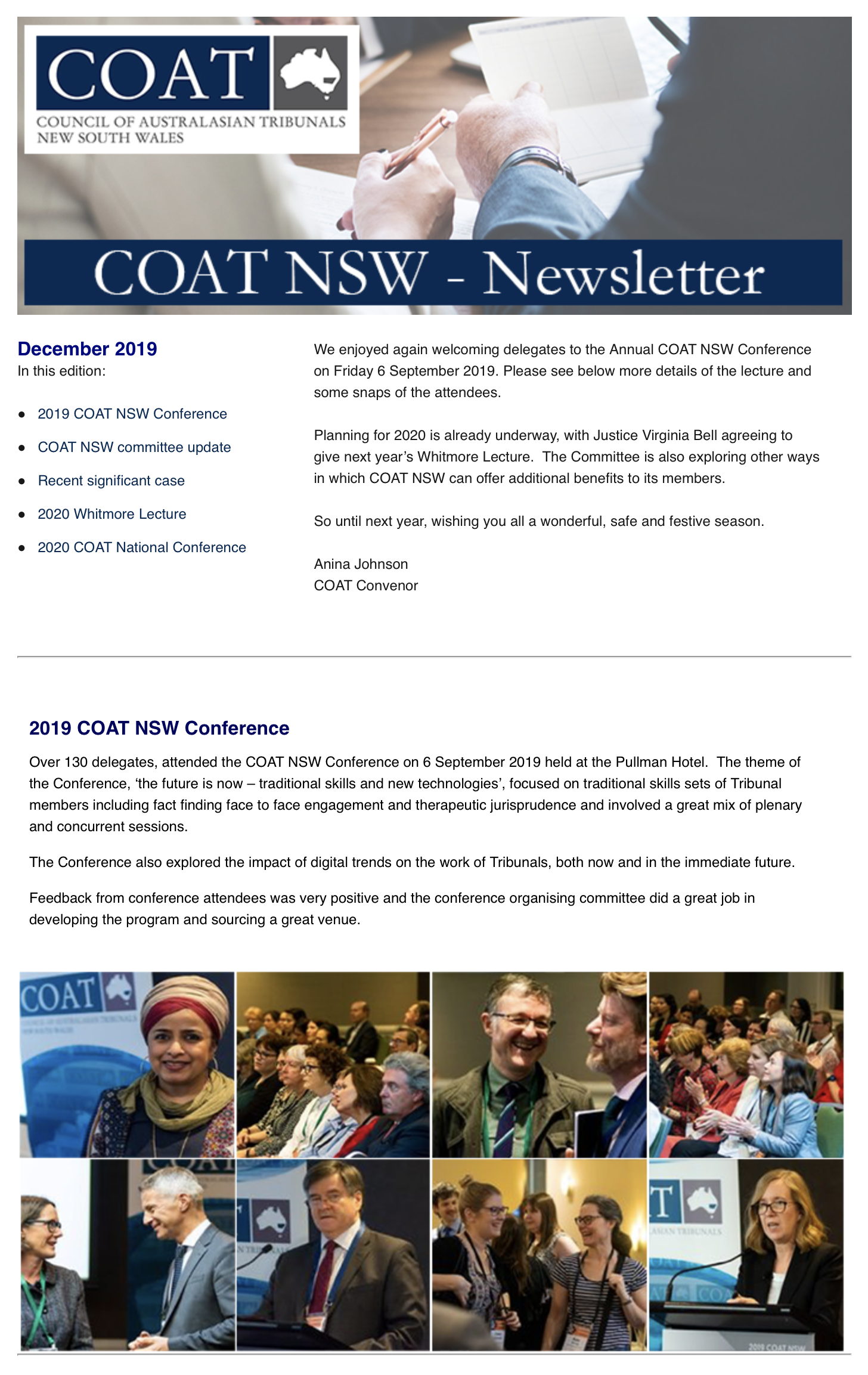 December 2019 Newsletter - COAT NSW
