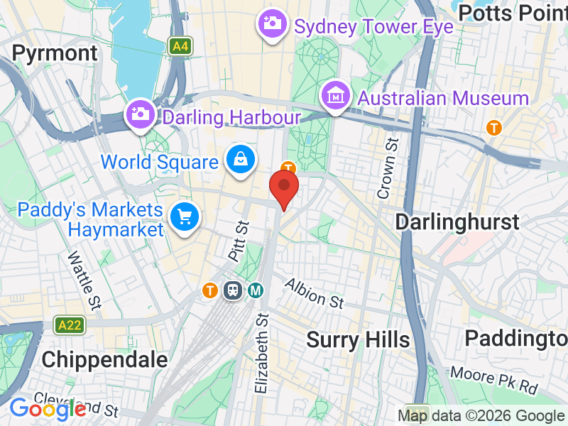 Map of Vibe Hotel Sydney